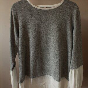 Grey/White Long Sleeve Blouse